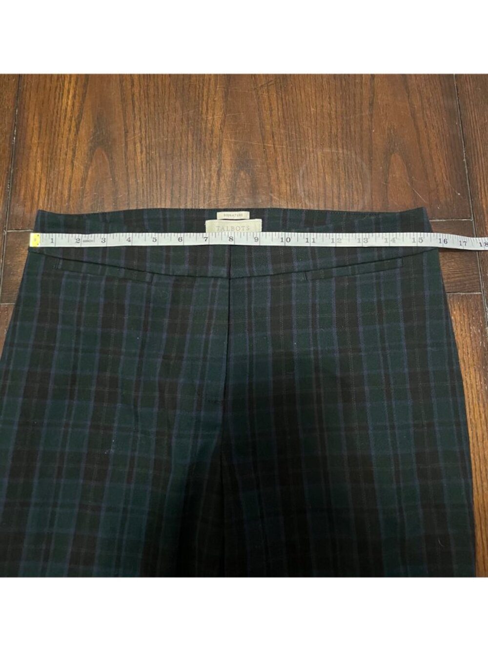 Talbots Signature Green Plaid Flat Front Pants Tartan Holiday 6 Straight Leg - Picture 7 of 8